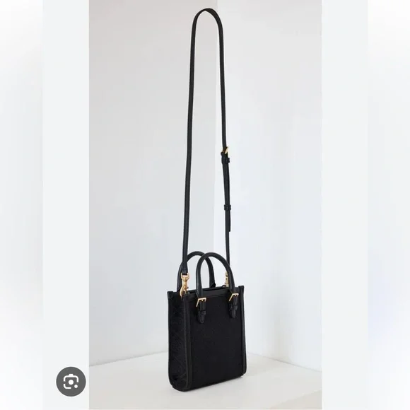 Tory Burch Black Canvas Monogram Mini Bag - Picture 10 of 10